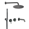 AQM8408GM Набор для комплектации ванны с изливом, верхним и ручным душем, темный металл