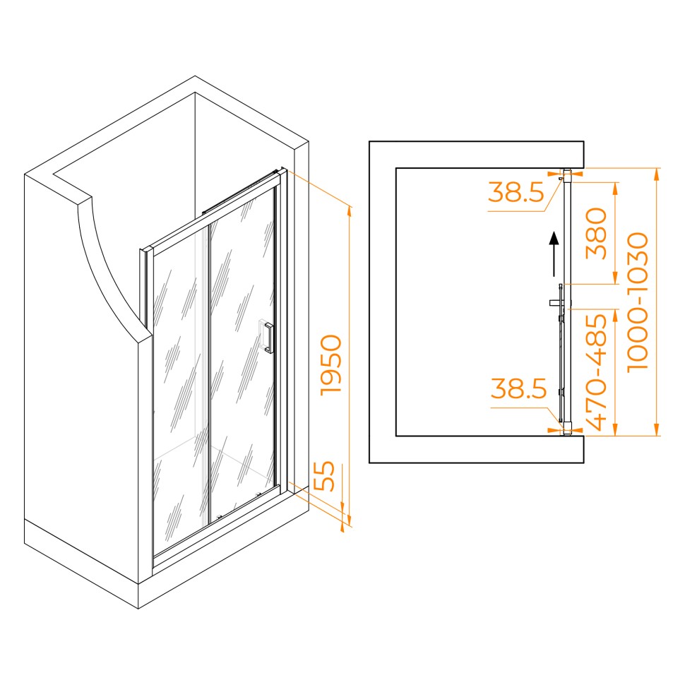 Душевая дверь RGW PA-016 (Прозрачное, 1000)