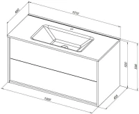 Тумба с раковиной Lino 100 (Flat) Дуб Веллингтон