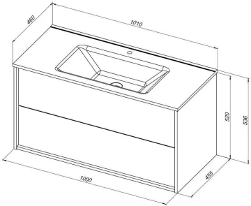 Тумба с раковиной Lino 100 (Flat) Дуб Веллингтон