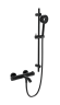 Термостатический смеситель для ванны и душа MILLEAU Tissage ML81803/B0705-CR (Cool touch) c душевым гарнитуром, Черный глянец