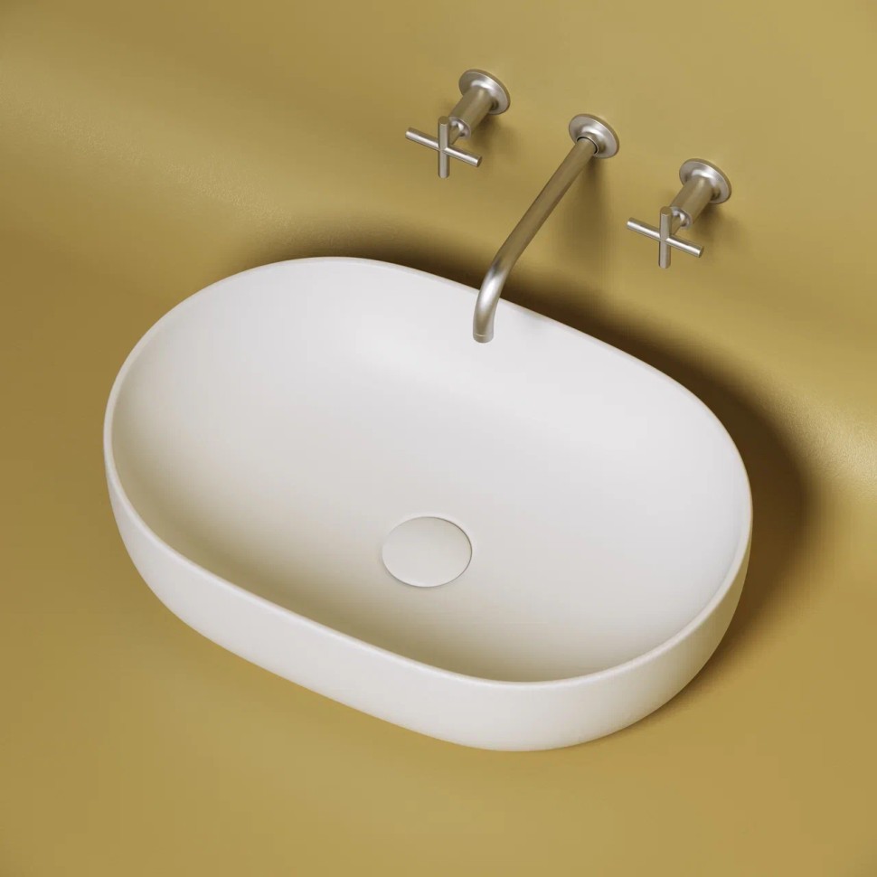 Умывальник чаша накладная овальная (цвет Белый Матовый) Element 600x415x135мм