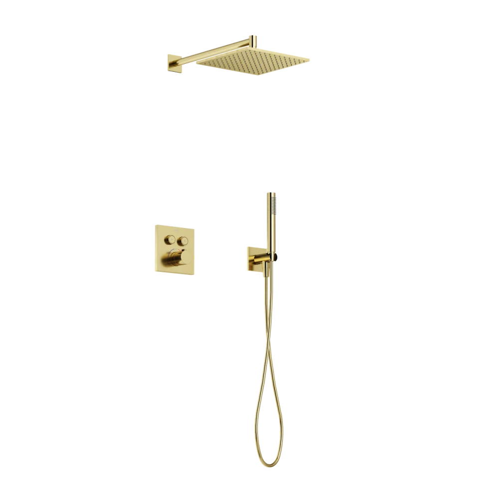 Душевой комплект с термостатом SANCOS Linn, с внутренней частью, брашированное золото, PVD покрытие, арт. SC9022BG