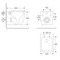 AQM2016PRO Унитаз подвесной сиденье SoftClose, технология смыва Invisible, скрыт крепеж. 480х340х350