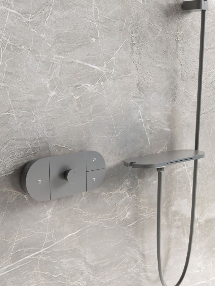 Душевой комплект Futura VSFW-2F12TGM термостатический встраиваемый, 3 режима, вороненая сталь