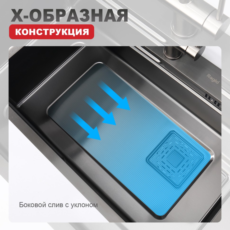 Мойка - профессиональная ручная работа Raglo, графит R702