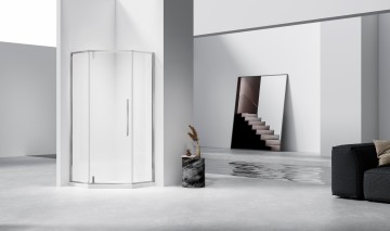 Душевой уголок Слим-Н (Slim-N) VSP-4SN900CLBN, 900*900, брашированный никель, стекло прозрачное