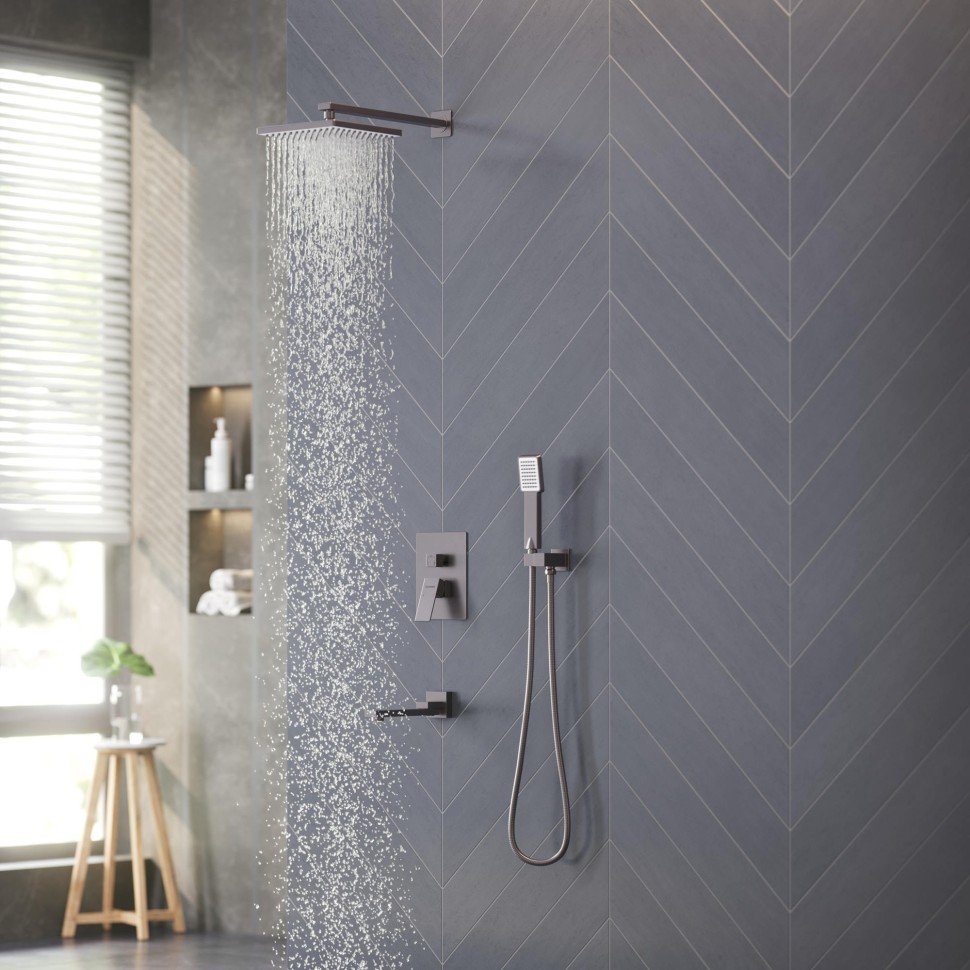 Душевой комплект BERGES NARDIS 3S, поворотный излив, оружейная сталь