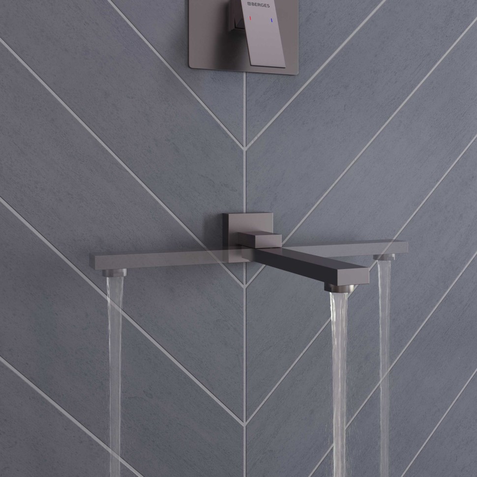 Душевой комплект BERGES NARDIS 3S, поворотный излив, оружейная сталь
