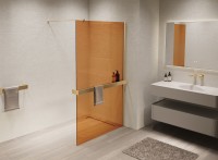 Душевая перегородка Walk-In VSW-1HR900GSG, 900*2000, матовый золотой, стекло янтарь