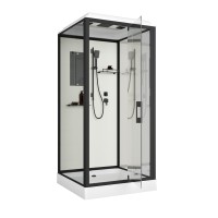 Душевая кабина Niagara Standart ST80/15Q/BL (80х80х215) квадрат,поддон 15см,распашная,проф.черный,3 места