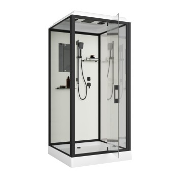 Душевая кабина Niagara Standart ST80/15Q/BL (80х80х215) квадрат,поддон 15см,распашная,проф.черный,3 места