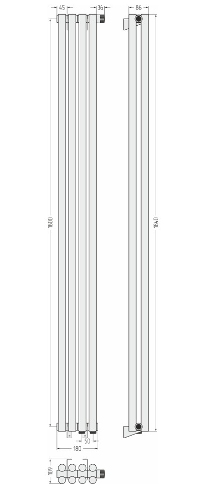 Эстет-11 EU50 1800х180 4 секции