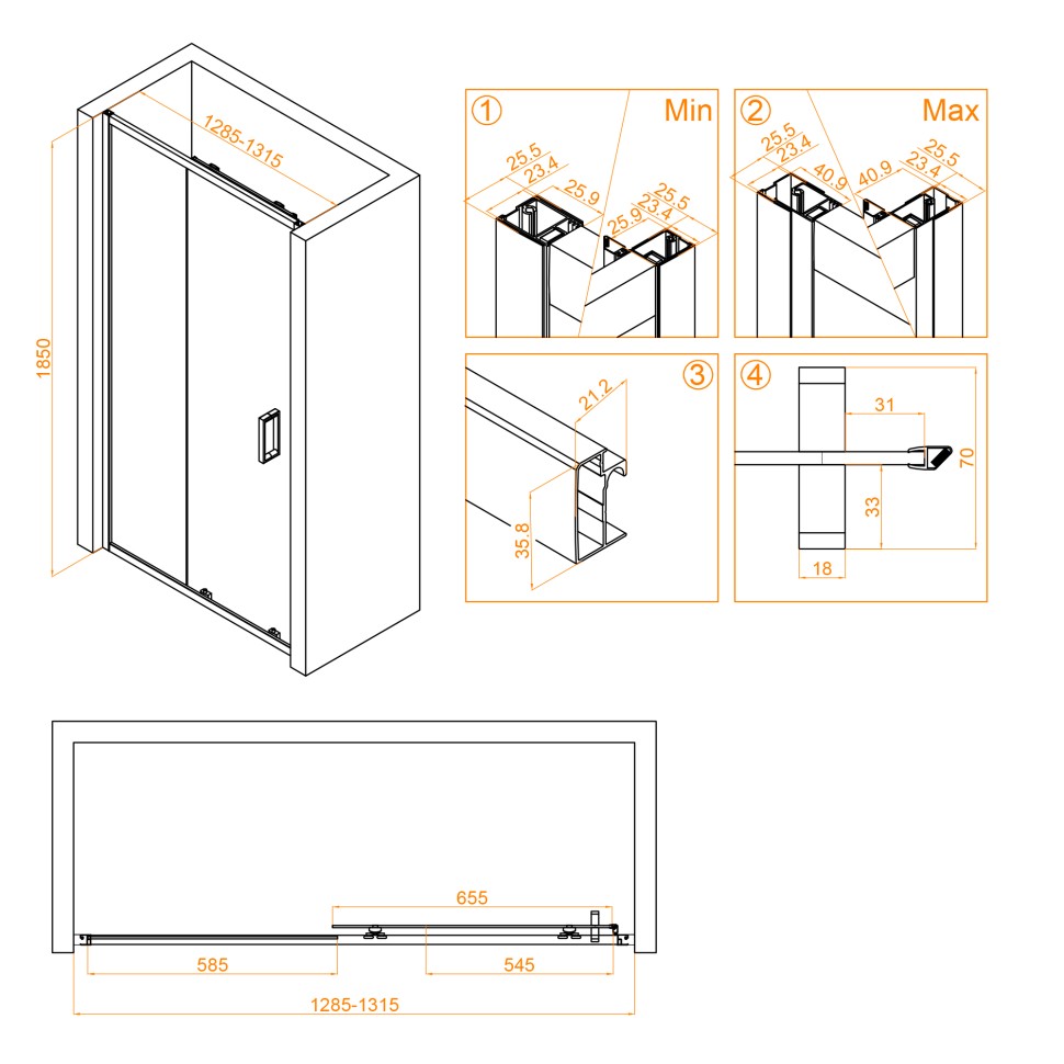 Душевая дверь RGW CL-14B (Прозрачное, 1300)