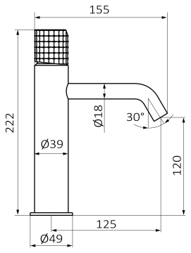 Смеситель для раковины GRB AURA XL 75540792, вороненная сталь