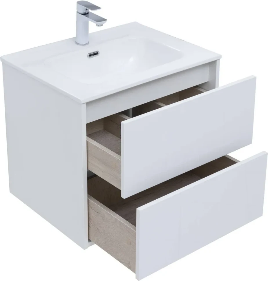 Тумба c раковиной Lino 60 (Flat) белый глянец