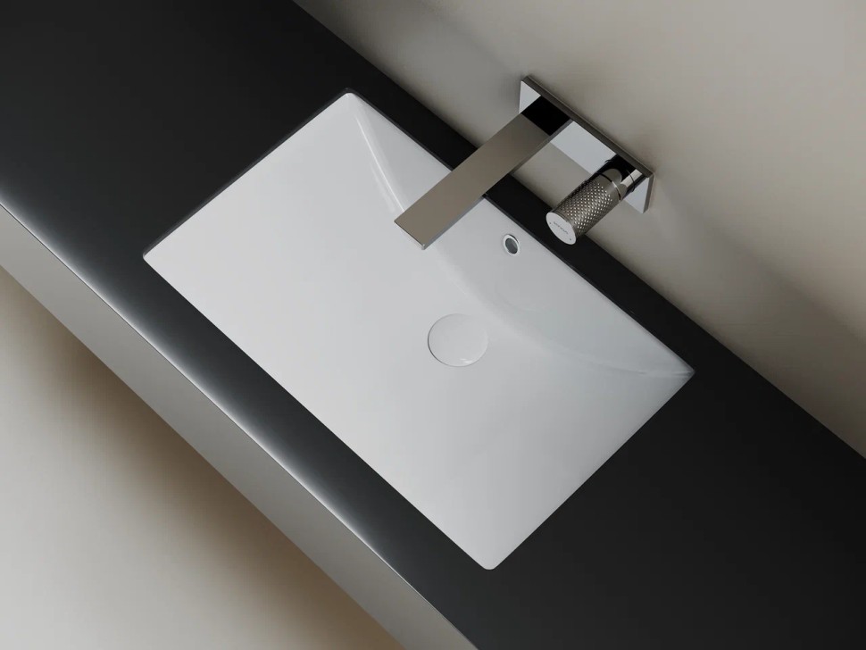 Раковина встраиваемая снизу CERAMICANOVA Era прямоугольной формы с отверстием слива- перелива 600x390x190 мм цвет белый арт. CN6082