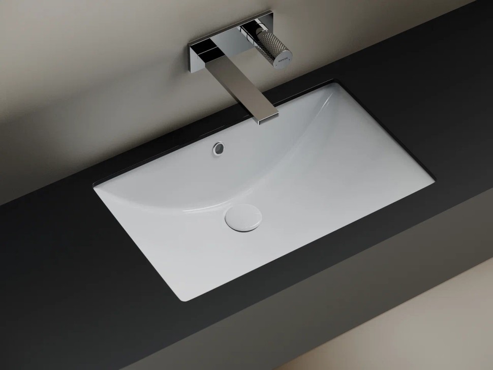 Раковина встраиваемая снизу CERAMICANOVA Era прямоугольной формы с отверстием слива- перелива 600x390x190 мм цвет белый арт. CN6082