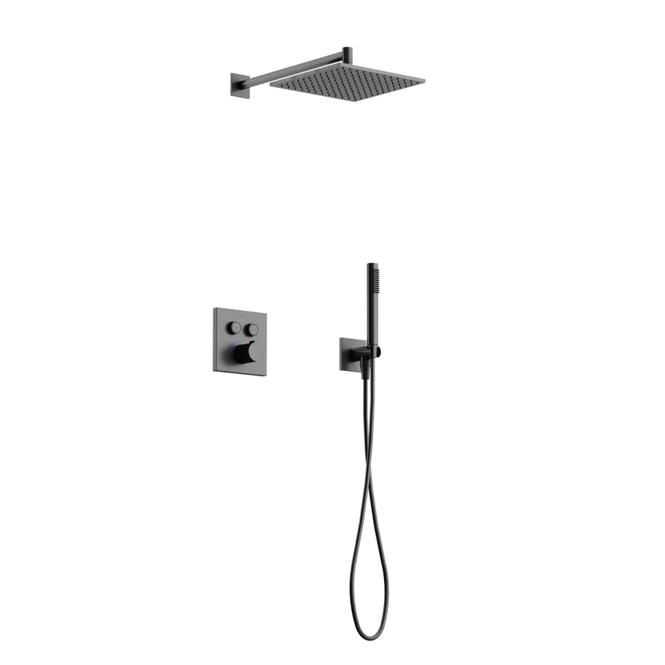 Душевой комплект с термостатом SANCOS Linn, с внутренней частью, вороненая сталь арт. SC9022GG