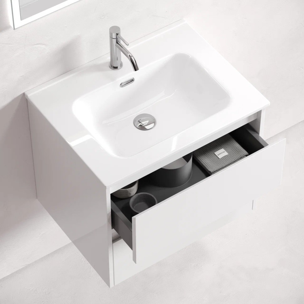 Тумба подвесная SANCOS Libra 690х450х500, c двумя ящиками оснащенными доводчиками, белый глянец , арт. LB70W