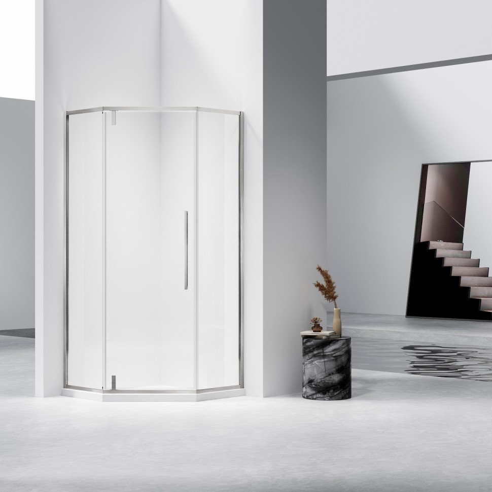 Душевой уголок Слим-Н (Slim-N) VSP-4SN100CLBN, 1000*1000, брашированный никель, стекло прозрачное