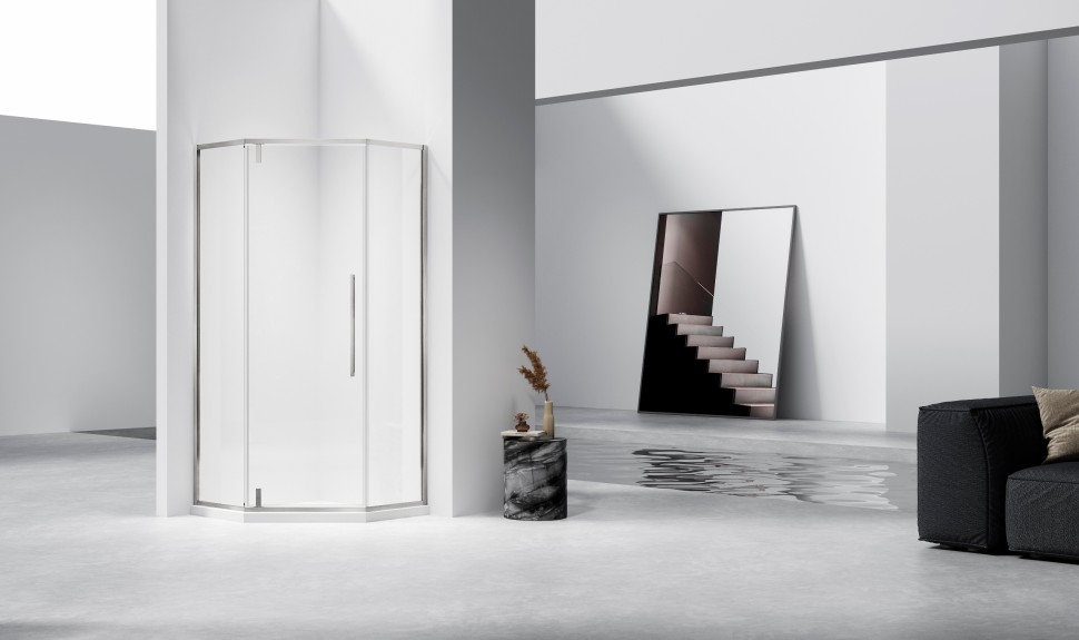 Душевой уголок Слим-Н (Slim-N) VSP-4SN100CLBN, 1000*1000, брашированный никель, стекло прозрачное