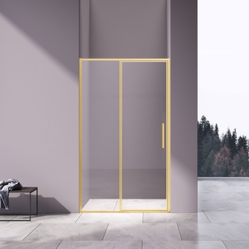 Душевая дверь Слим 8мм (Slim 8mm) VDP-4SL120CLG, брашированное золото, стекло прозрачное