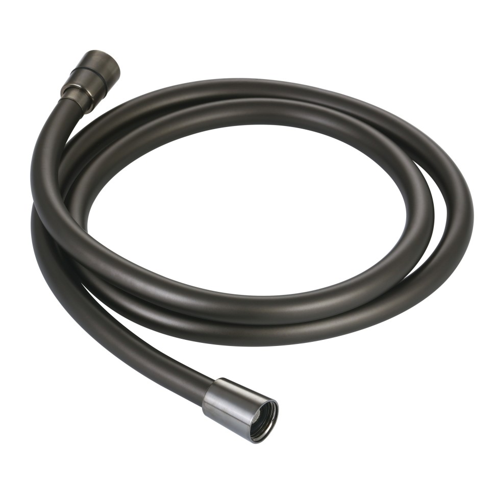 AQM1501GM Шланг душевой, ПВХ, 1000 мм, с латунными коническими гайками и защитой от перекручивания, металл