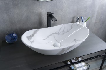 Раковина Gid Mnc811C 54478 накладная под камень глянцевая 61x37x15