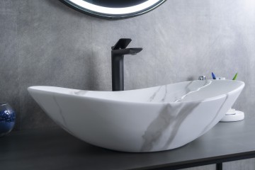 Раковина Gid Mnc811C 54478 накладная под камень глянцевая 61x37x15
