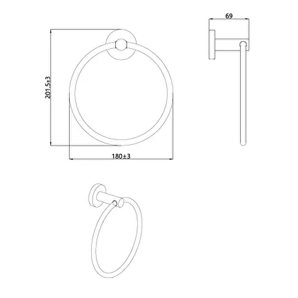 AQM7207MB Trento Кольцо для полотенца, черный матовый