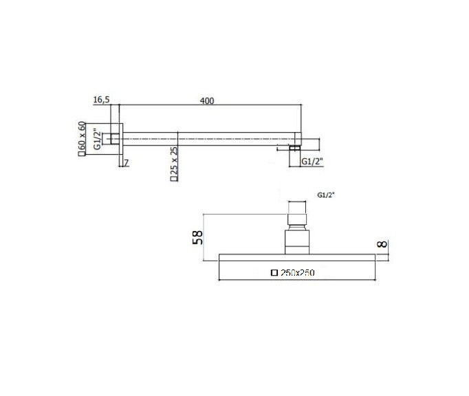 Верхний душ BelBagno ROMANO ROM-SLD-CRM