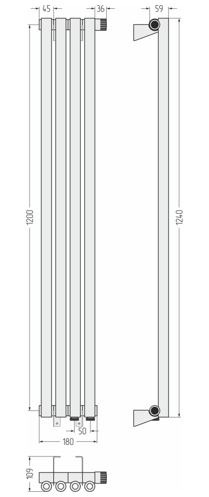 Эстет-0 EU50 правый 1200х180 4 секции
