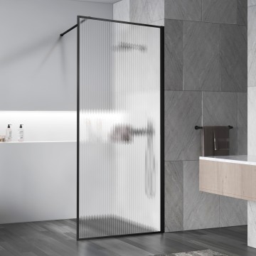 Душевая перегородка Волк-Ин (Walk-In) VSW-1HP120FLB, 1200*2000, черный, стекло рифленое