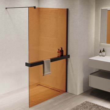 Душевая перегородка Волк-Ин (Walk-In) VSW-1HR900GSB, 900*2000, черный, стекло янтарь