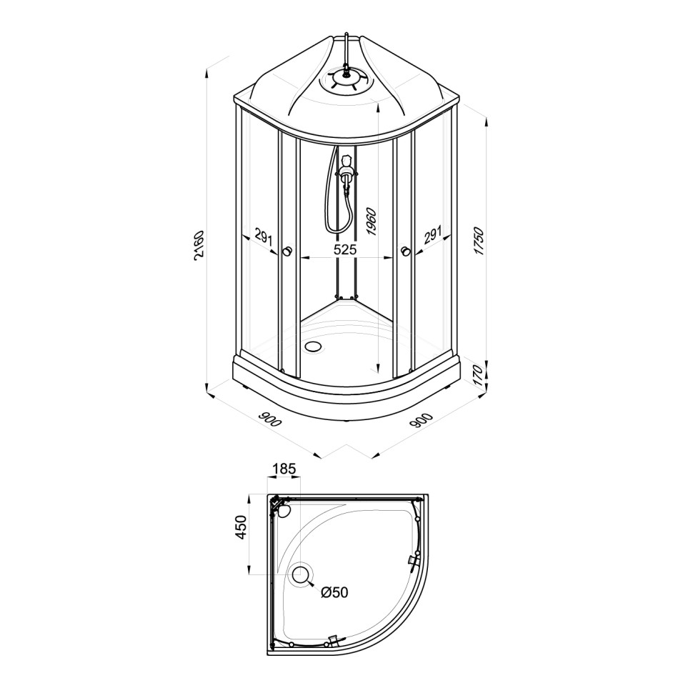 Душевая кабина Niagara Light L90/17 (90х90х215)