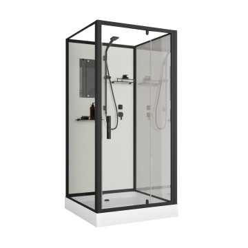 Душевая кабина Niagara Standart ST80/15Q/BL/BK (80х80х200) квадрат,поддон 15см,распашная,проф.черный,без крыши,3 места