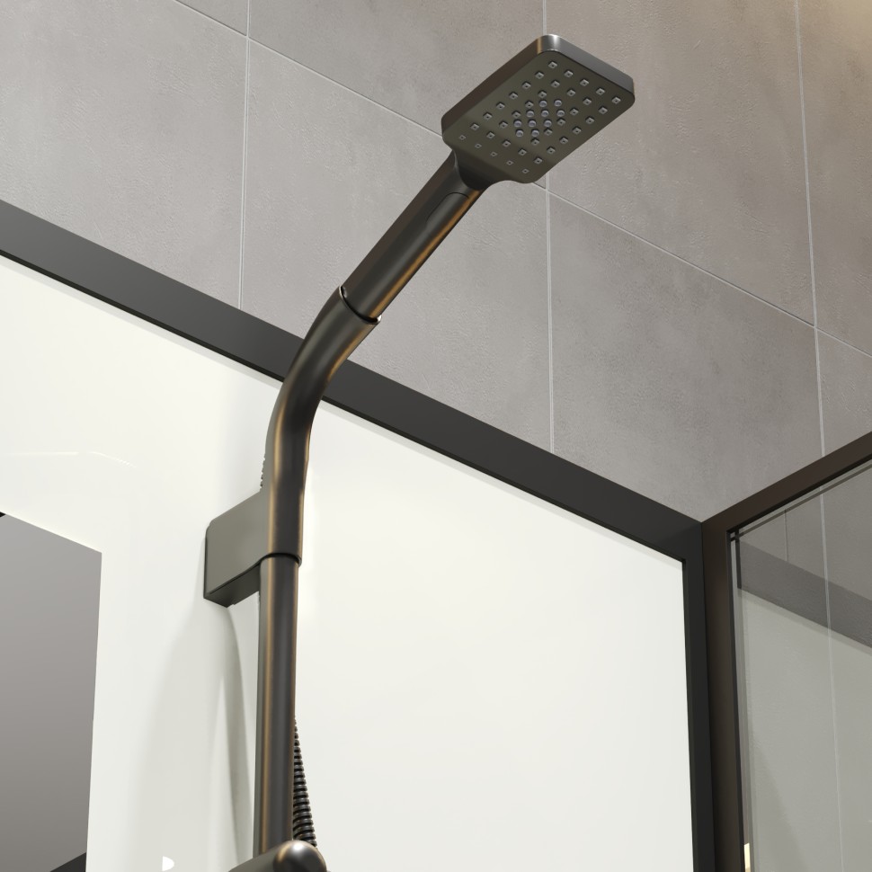 Душевая кабина Niagara Standart ST80/15Q/BL/BK (80х80х200) квадрат,поддон 15см,распашная,проф.черный,без крыши,3 места