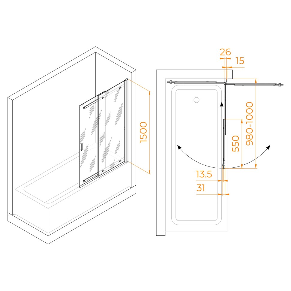 Шторка на ванну RGW SC-44