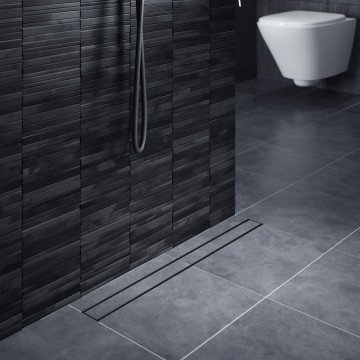 Душевой лоток TIMO Drain System 800 с двусторонней панелью "plate" под плитку, Чёрный