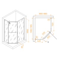 Душевой уголок RGW PA-091B (Прозрачное, 900x1200)