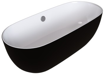 Ванна отдельностоящая Grossman Classic GR-2401MB (150х75х54) цвет черный/белый матовый,1 место
