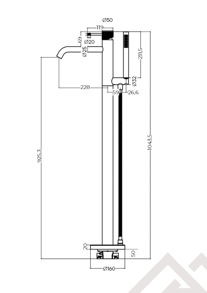 Напольный смеситель для ванны MILLEAU Tissage ML0500BK.BD-GB с монтажным блоком, Черный глянец