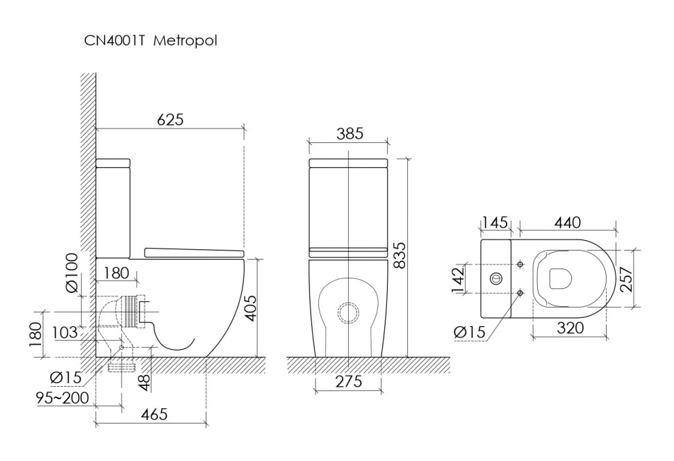 Напольная пристенная чаша унитаза METROPOL смыв Торнадо цвет белый Ceramicanova