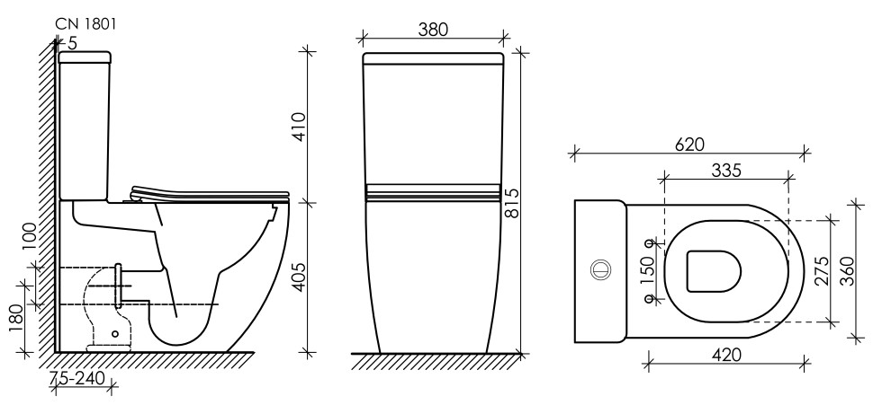 Напольный пристенный унитаз Mia Rimless