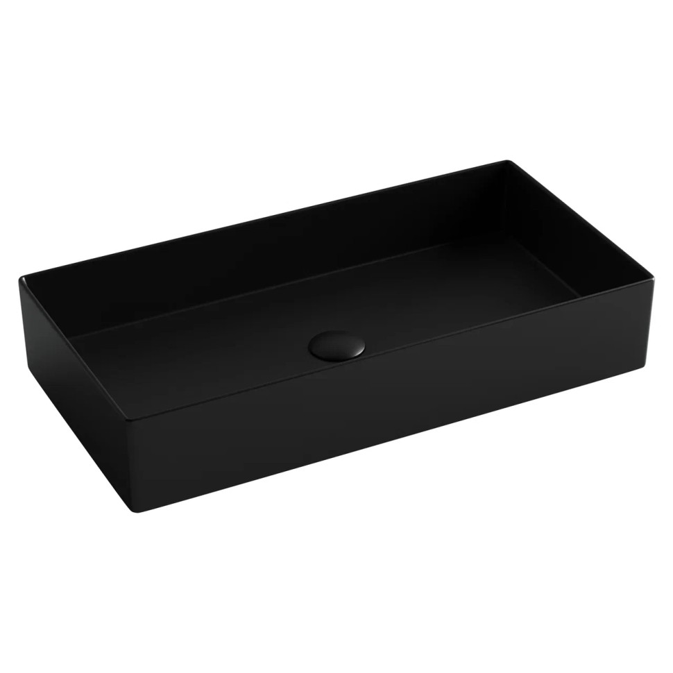 Раковина накладная прямоугольная 701x361x130, цвет черный матовый