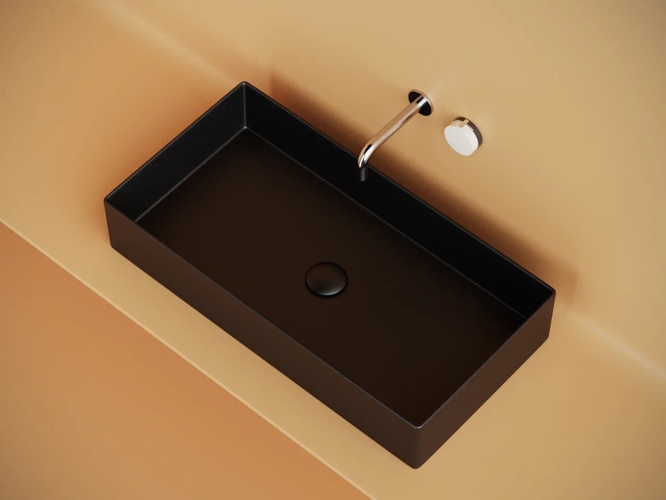 Раковина накладная прямоугольная 701x361x130, цвет черный матовый