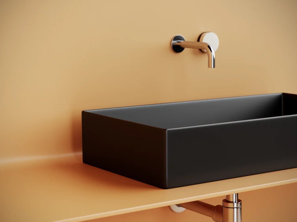 Раковина накладная прямоугольная 701x361x130, цвет черный матовый