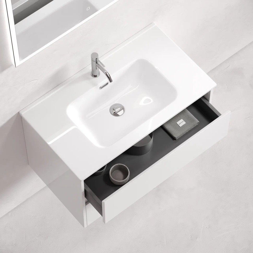 Тумба подвесная SANCOS Libra 790х450х500, c двумя ящиками оснащенными доводчиками, белый глянец , арт. LB80W