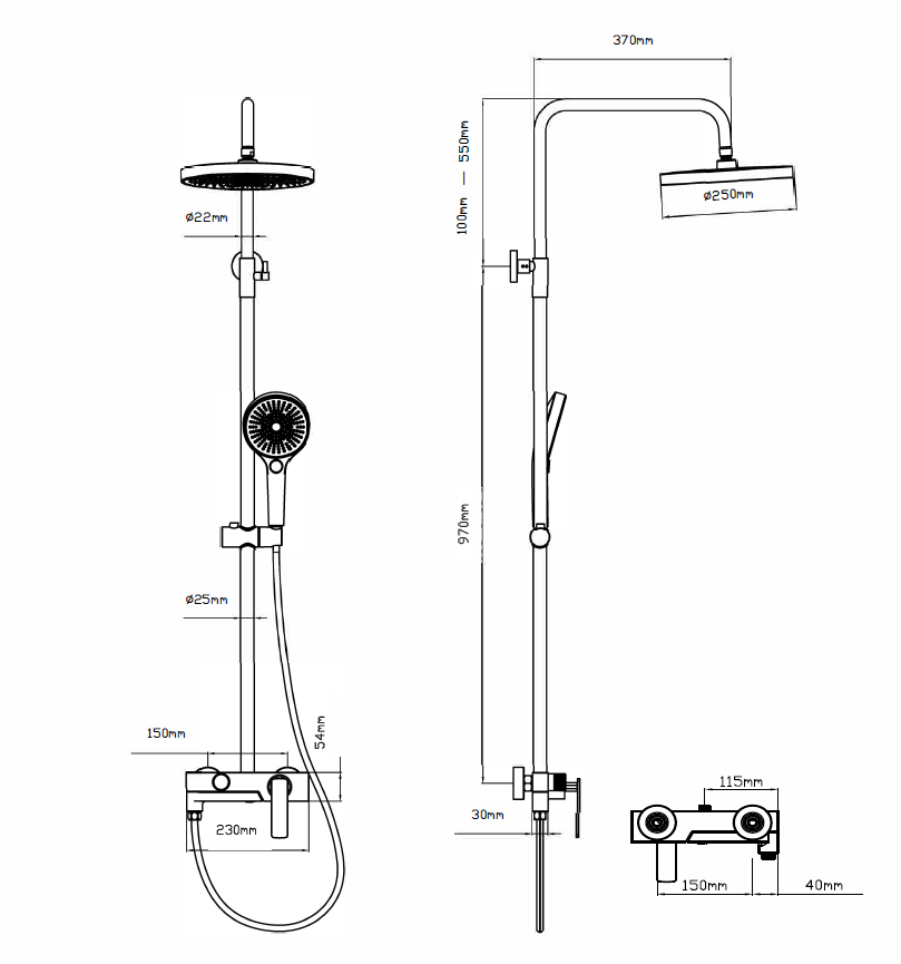 Душевая стойка VSFS-413CH с изливом, хром